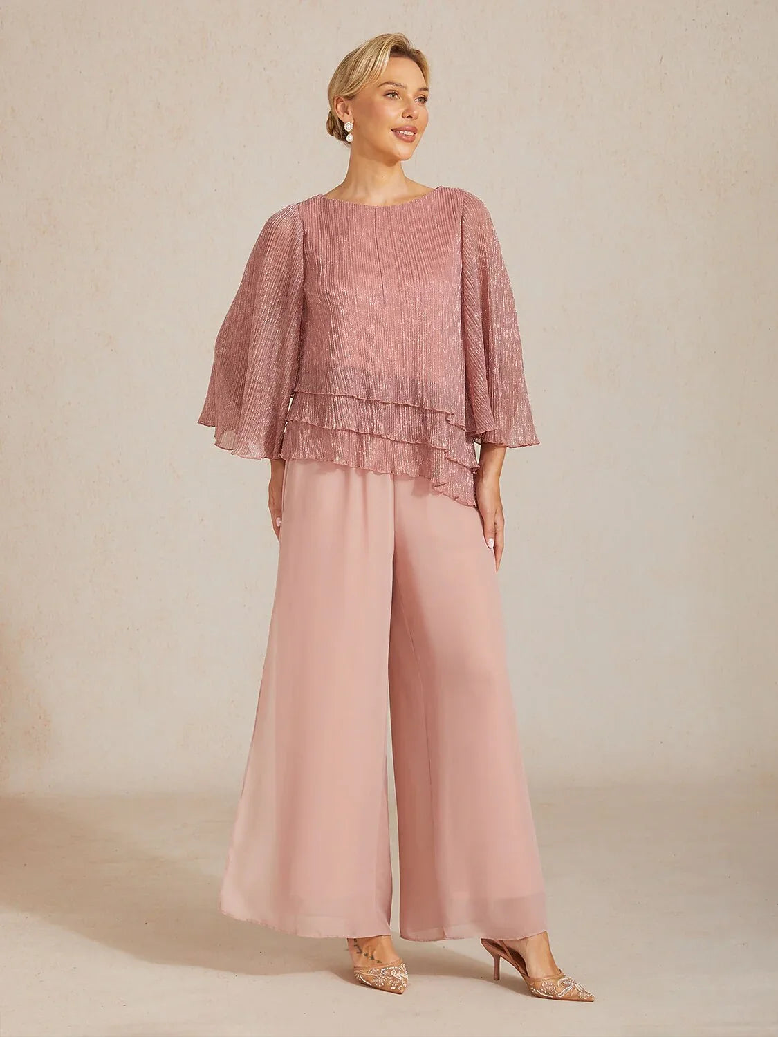 Chemise à couches asymétrique en chiffon froissé métallique