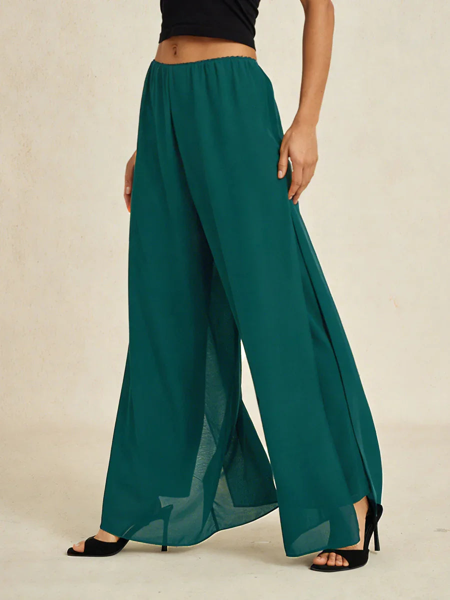 Pantalons à coupe droite avec une couche de chiffon