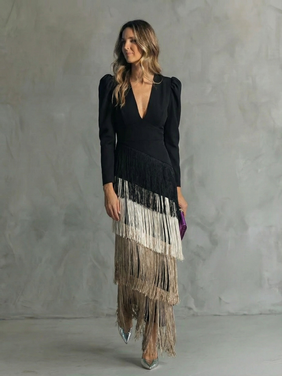 Alesia - Robe midi élégante avec des manches à volants