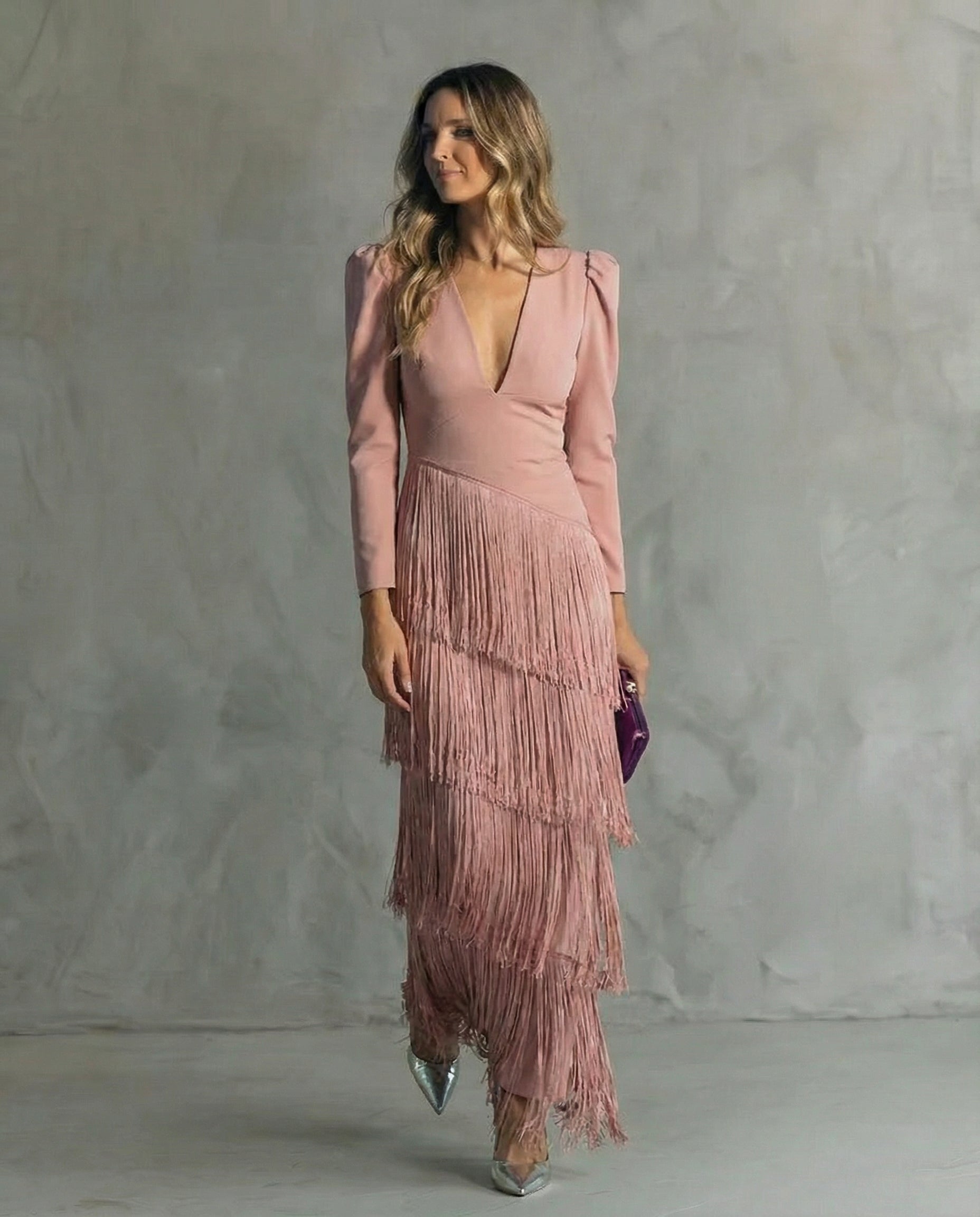 Alesia - Robe midi élégante avec des manches à paillettes