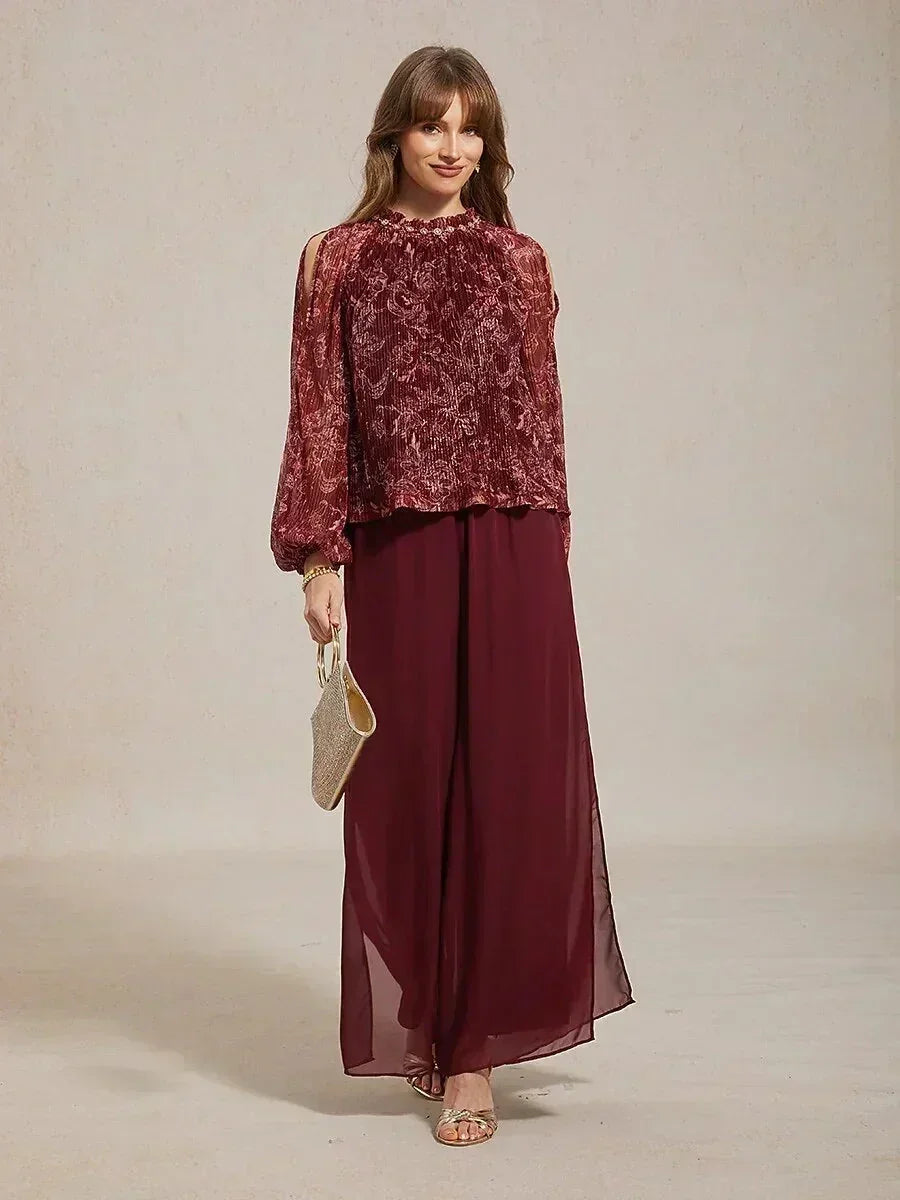Pantalons droits avec une couche de chiffon fendue