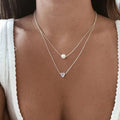 Ensemble de bijoux de cou délicat avec cœur et perle