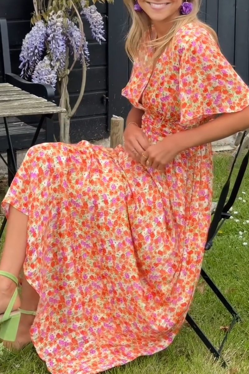 Pologne - Robe longue à fleurs