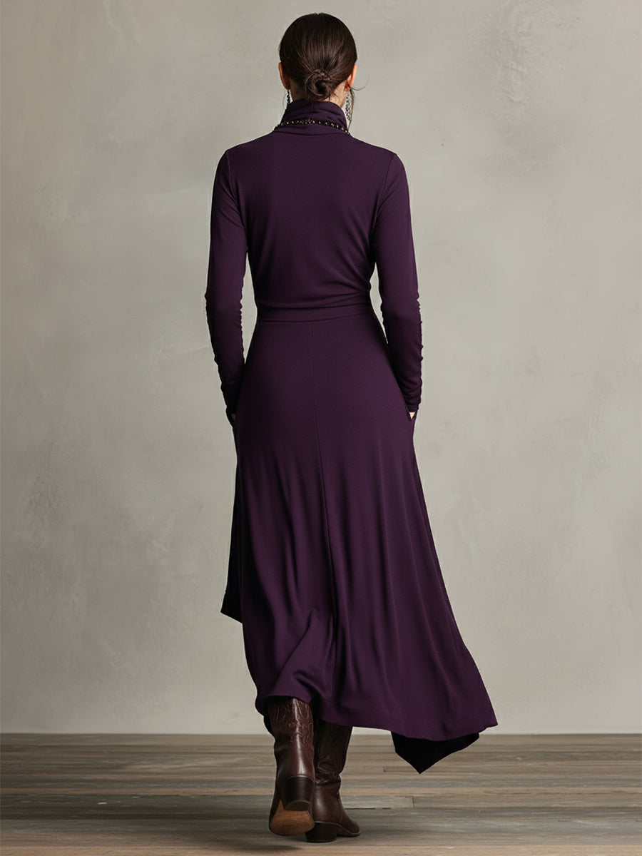 Robe maxi asymétrique en blazer pour femmes en couleur violet