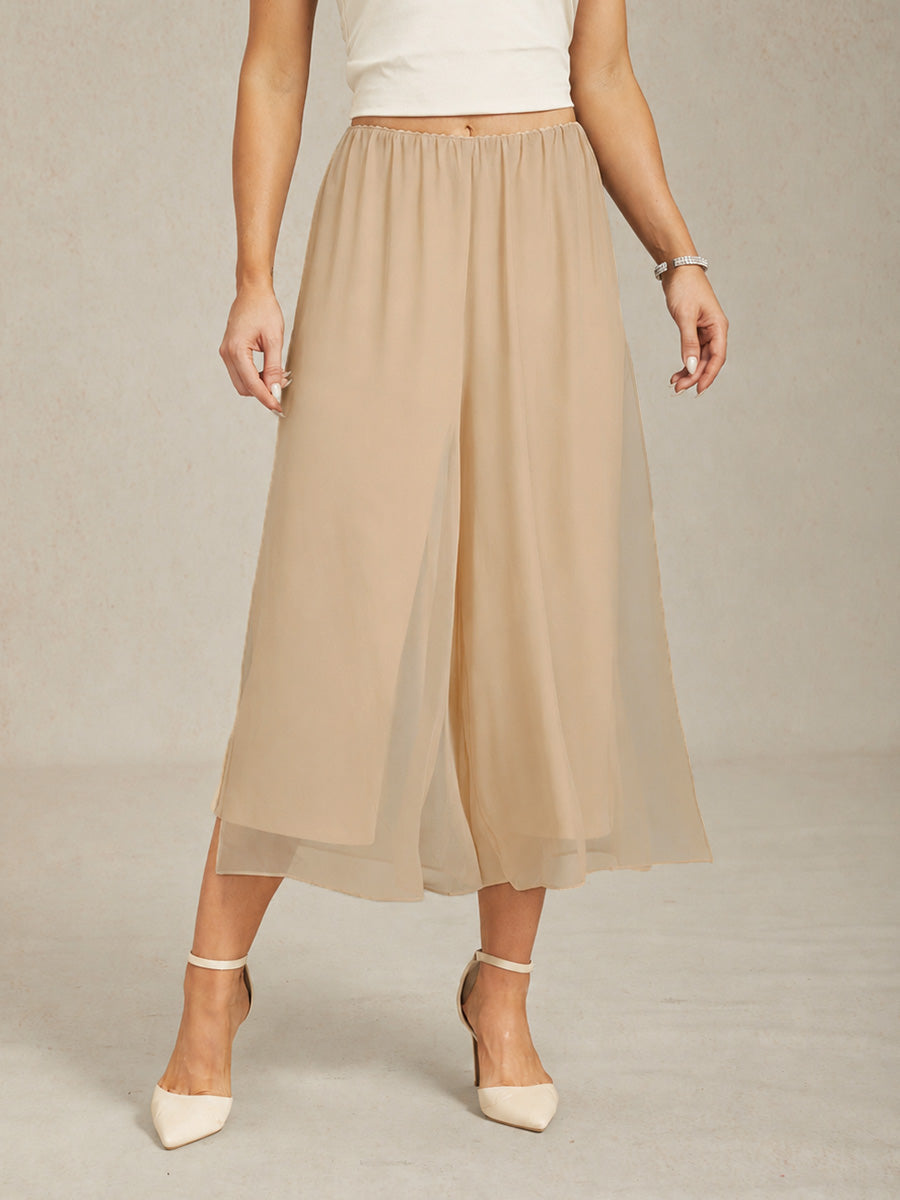 Pantalons droits courts avec une couche de chiffon