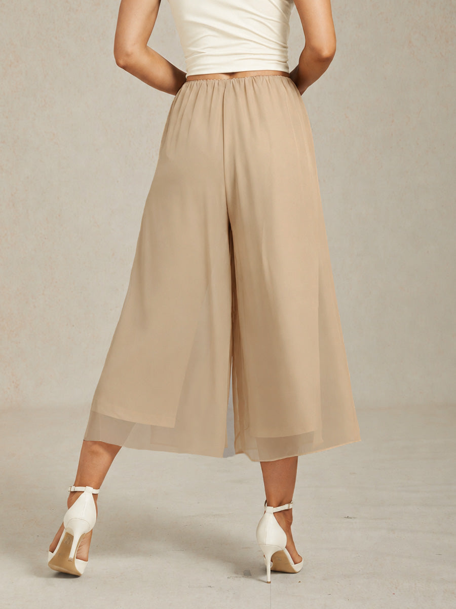 Pantalons droits courts avec une couche de chiffon