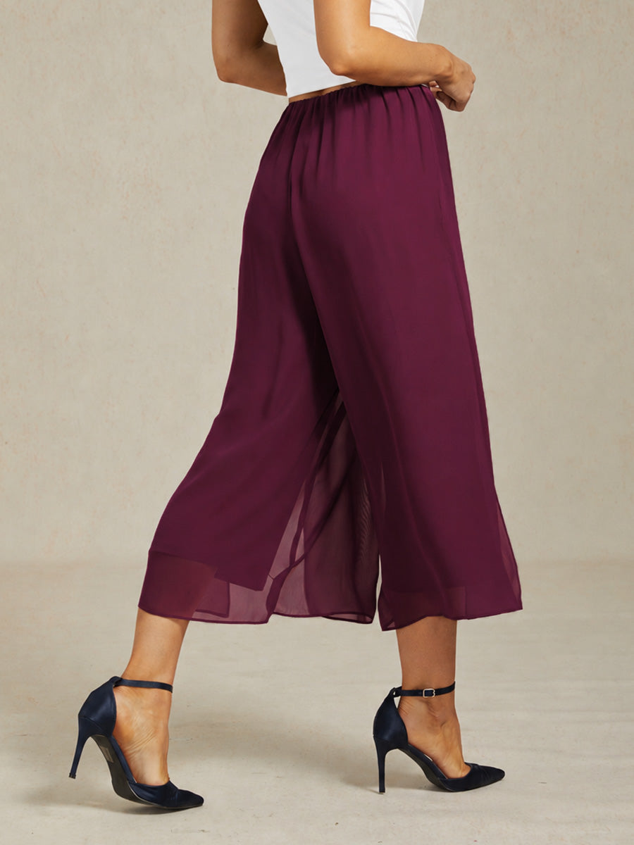 Pantalons droits courts avec une couche de chiffon