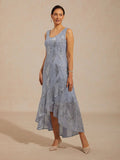 Robe maxi A-Line sans manches avec paillettes en tulle