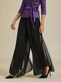 Pantalons droits avec une couche de chiffon fendue