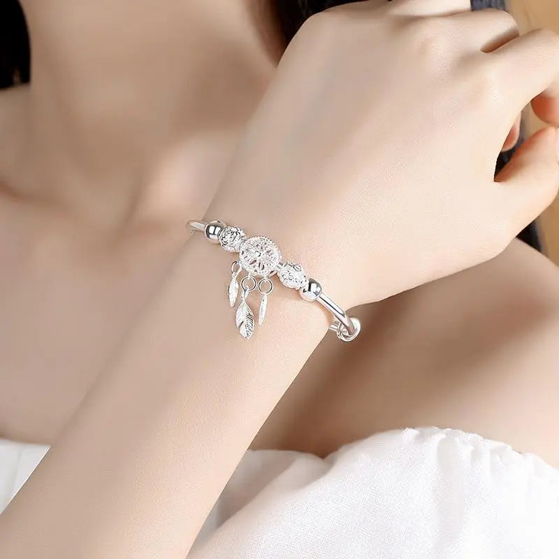 Bracelet en argent avec pendentif attrape-rêves