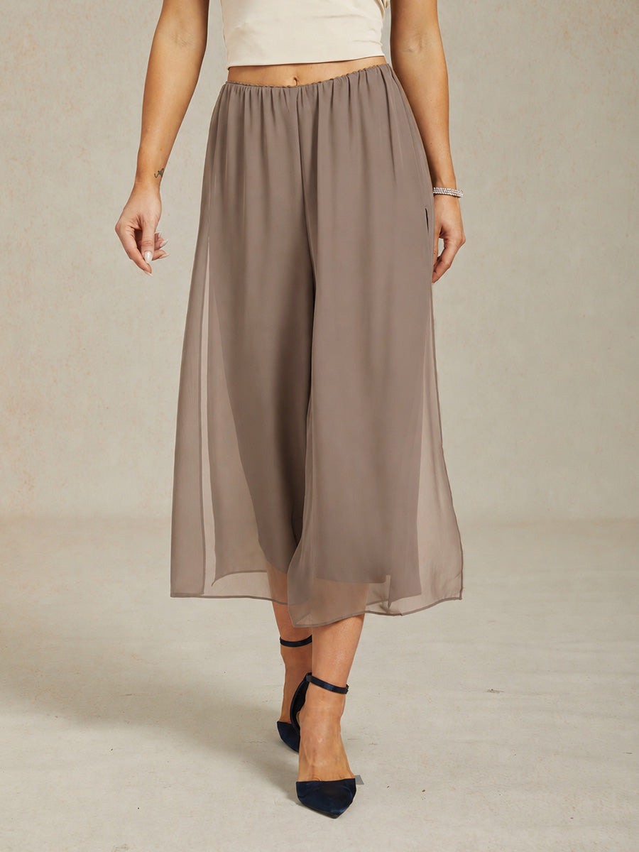 Pantalons droits courts avec une couche de chiffon