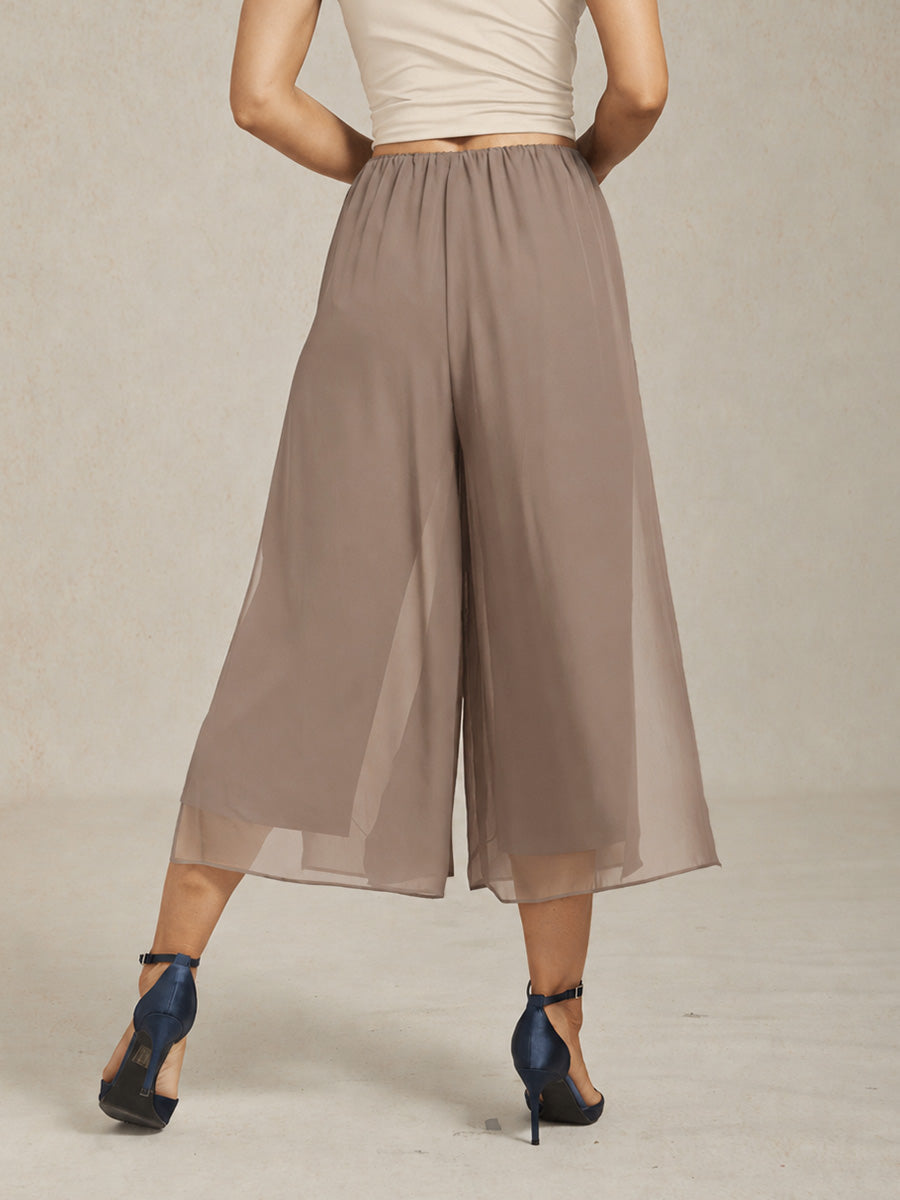 Pantalons droits courts avec une couche de chiffon