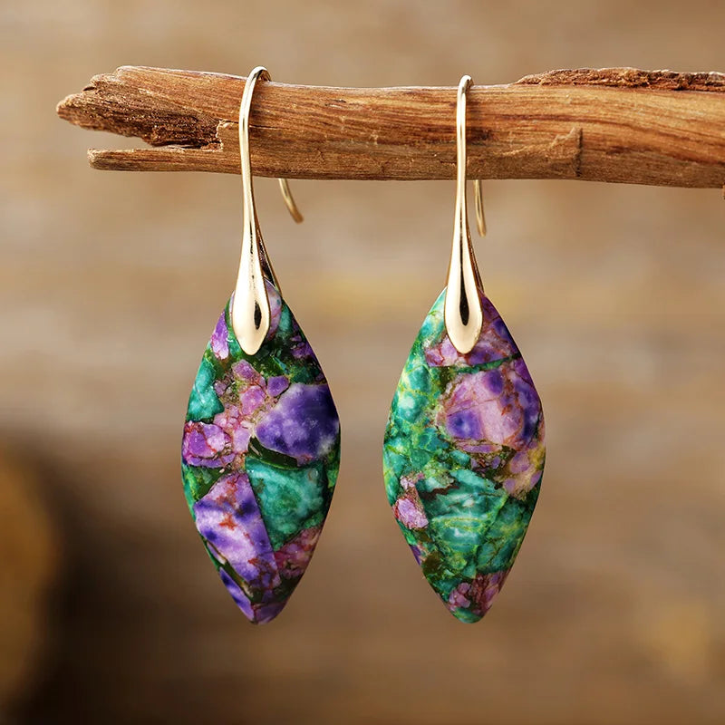 Boucles d'oreilles goutte avec pierre naturelle
