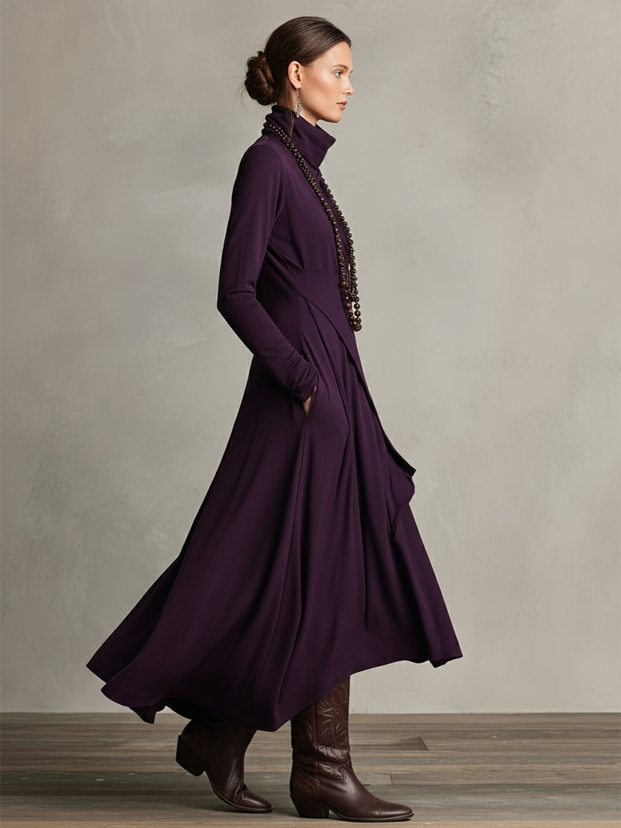 Robe maxi asymétrique en blazer pour femmes en couleur violet