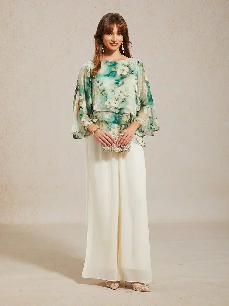 Chemise en chiffon à dentelle avec imprimé floral