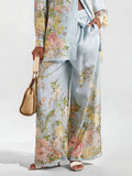 Pantalons larges avec imprimé floral pastel