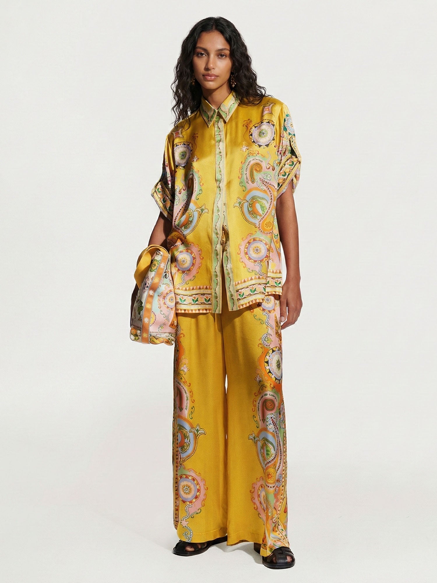 Chemise à motif floral arc-en-ciel en grande taille
